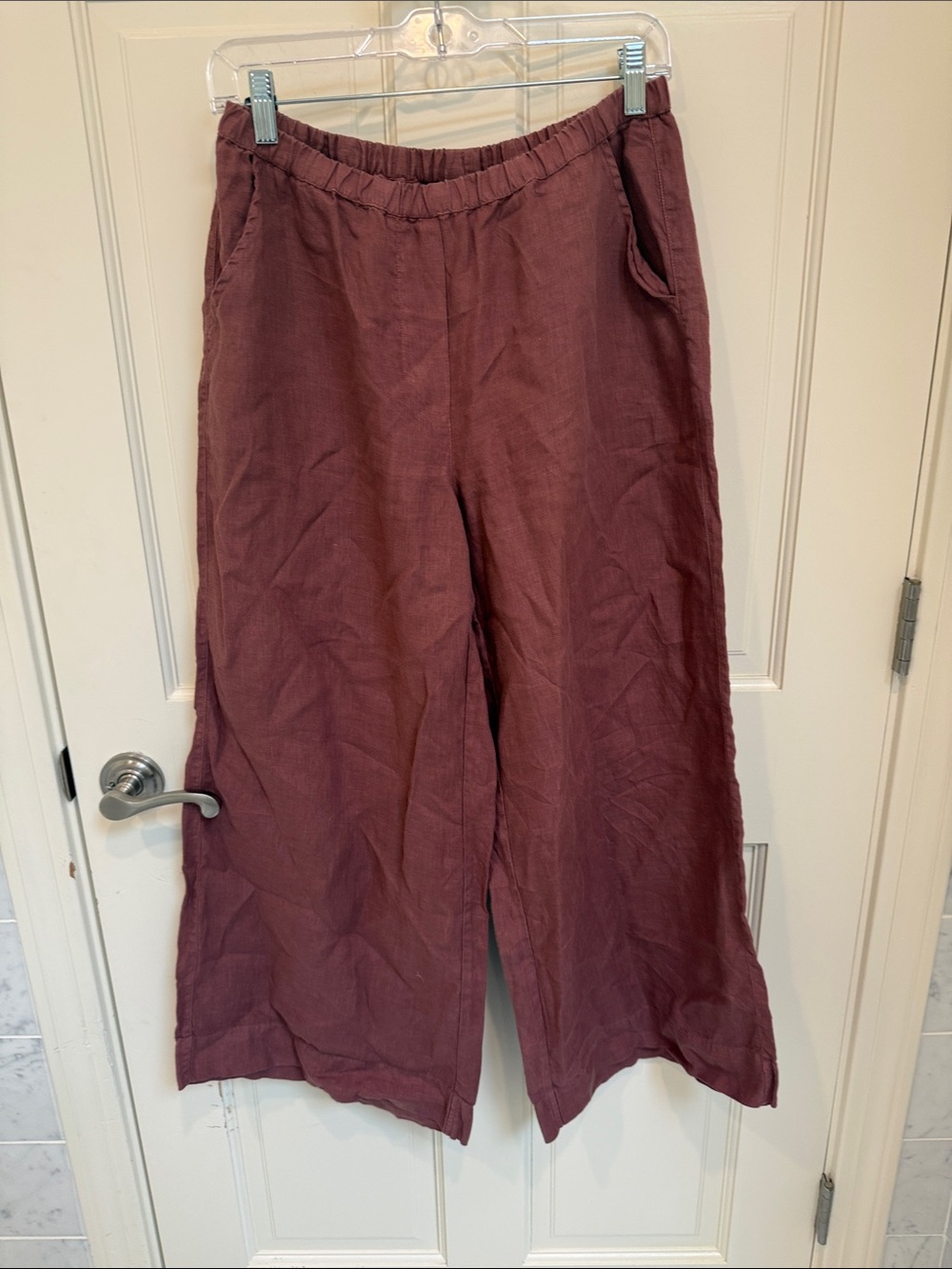 Frank & Eileen Wide-Leg Linen Blend Pants in Dusty Mauve